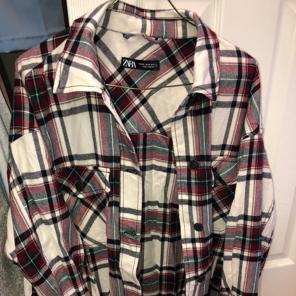 Zara oversized plaid shirt